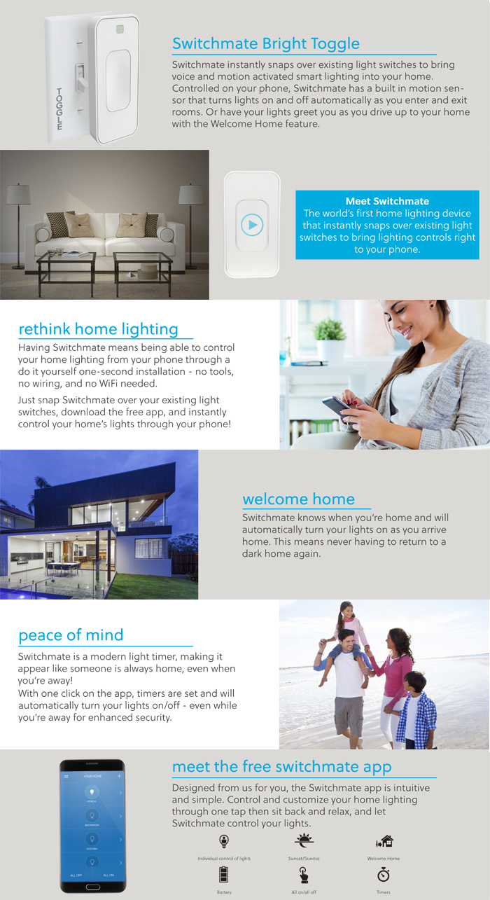 Switchmate Bright Toggle SmartLight SwitchTSM003W The Home Depot